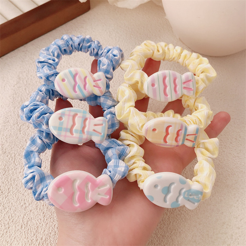 Cute little fish small intestine hair tie, children and students, hair band, hair tie, girls' double ponytail hair tie, hair accessory, headwear, hair tie details Picture