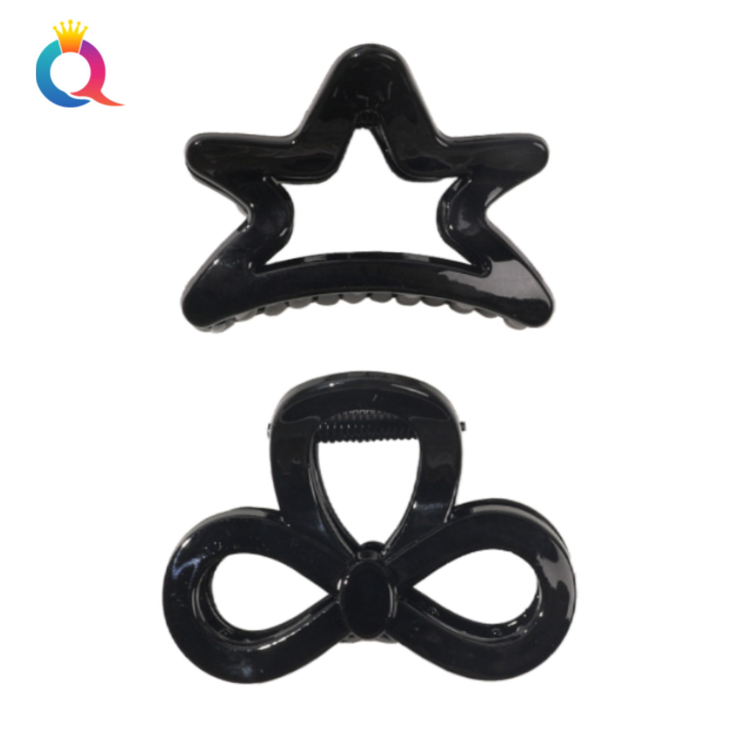 Qiyue Cross-border Instagram medium-sized hair clip, half-tied hair clip at the back of the female head, star bow tie, updo, shark hair clip Item Picture
