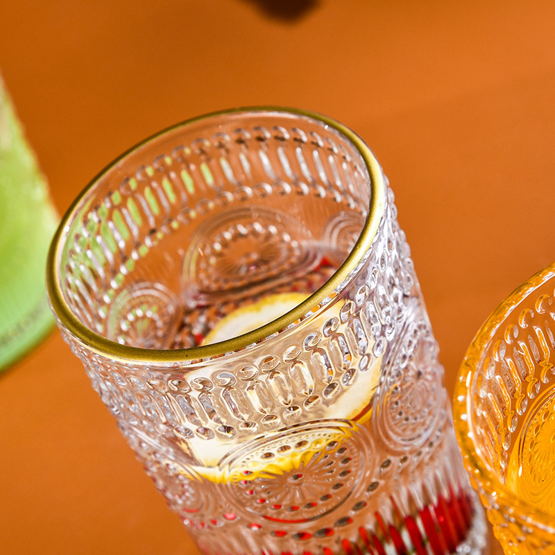 Retro-style sunflower glass water cup, Instagram-style summer creative coffee cup for men and women, beer mug, Japanese cup Application Scenario