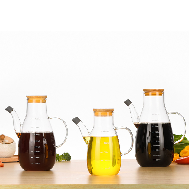 High borosilicate glass oil pot, graduated oil bottle, household oil tank, kitchen seasoning bottle, large-capacity soy sauce and vinegar bottle Specification drawing