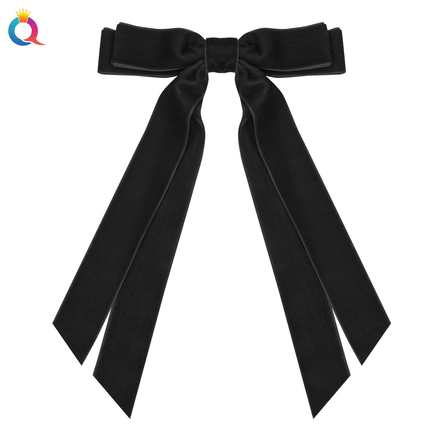 Qiyue Amazon velvet bow double ribbon hair clip, sweet back of the head, duckbill clip hair accessory, headwear Item Picture