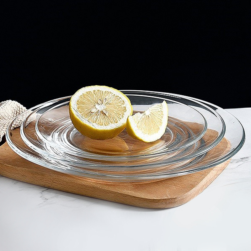 The Bojiang tempered glass plate is a round baking tray for home use in restaurants, a rice baking plate, a double-eared fish plate, and can be used in microwave ovens and ovens details Picture