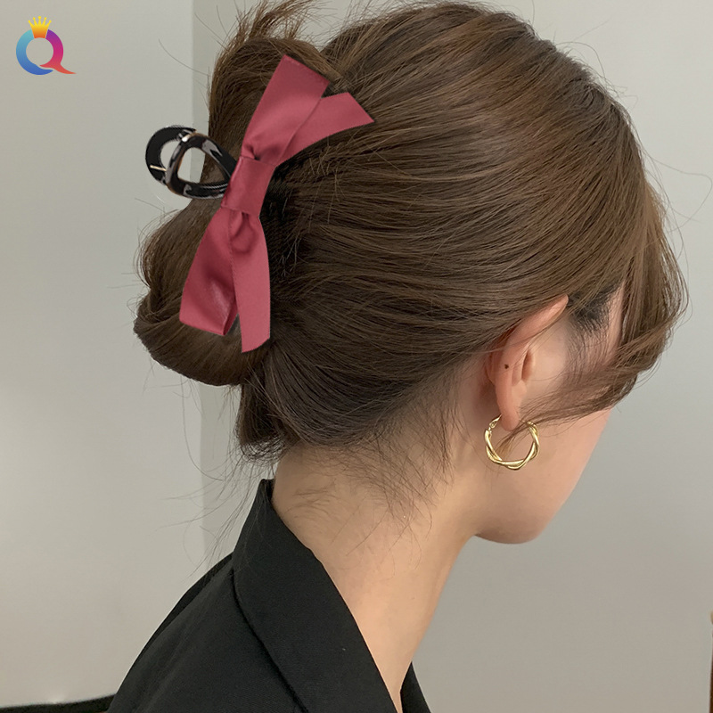 Qiyue Korean bow hairpin, back clip, internet-famous style shark clip women's headwear, elegant large hair accessory details Picture
