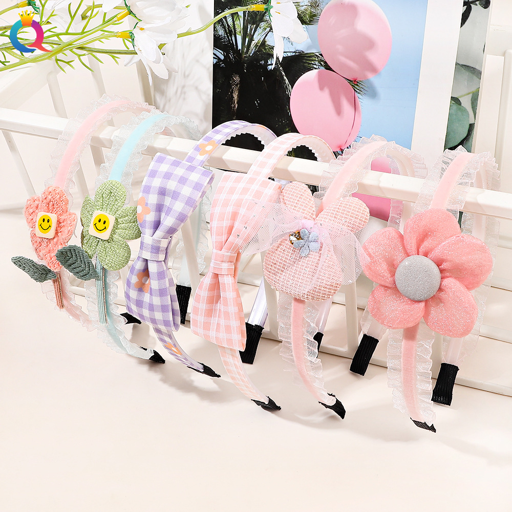 Qiyue Children's cute bow hair band for girls, anti-slip headband with teeth for pressing hair, wholesale hair clips and hair accessories full figure
