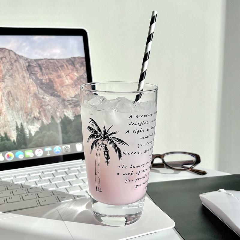 Homemade coconut tree cups, glass cold brew cups, coffee cups, household drinking cups, glass cups, breakfast cups, milk cups Application Scenario