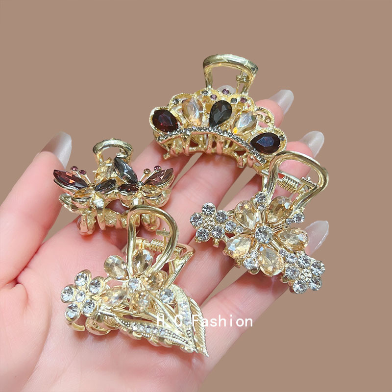 Medium-sized hair clip, adult semi-tied hair clip, hair clip, shark clip, hair accessory, crystal lady's top clip, Korean headwear Specification drawing