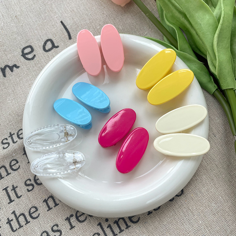 Shiny oval hair clips, candy-colored duckbill clips, diy cream glue hair clips, creative handcrafted baby hair clips wholesale full figure