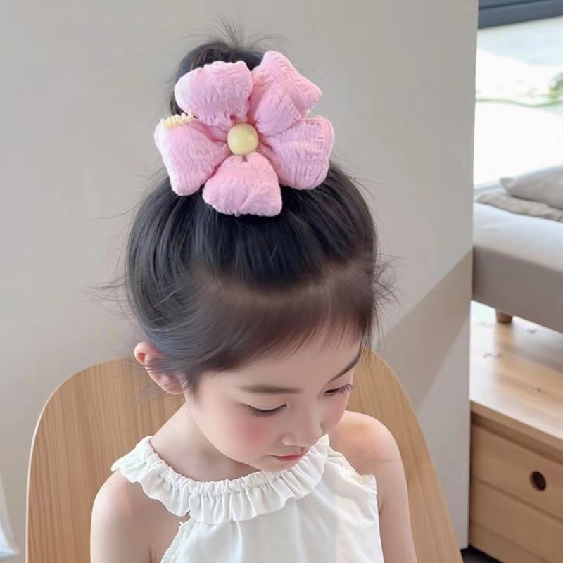 Children's flower hair ties, girls' bun hair loops, cute hair flower hair ties, sweet girls' hair non-damaging rubber bands Specification drawing