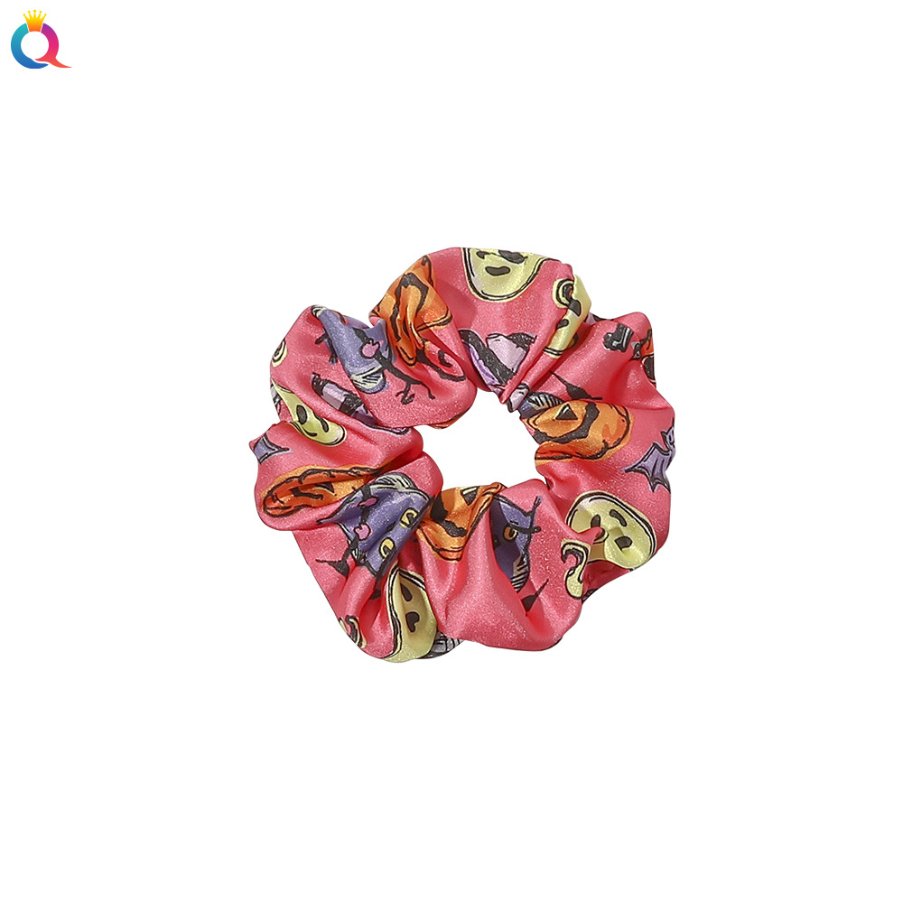 Qiyue European and American Halloween Large Intestine Hair bands, pumpkin hair ties, skull heads, fabric spring clips, holiday hair accessories for women wholesale Item Picture
