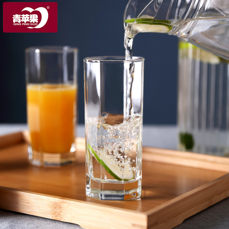 Green apple transparent glass cups, beer mugs, juice cups, beverage cups, milk cups, water cups wholesale with logo printing details Picture