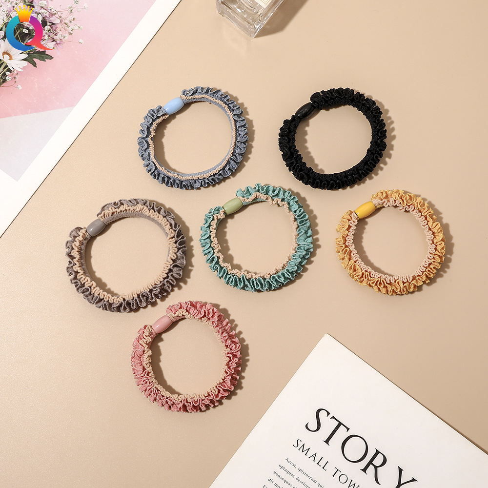 Qiyue Korean-style simple buckled lace hair tie, elegant hair tie, high-elasticity back of the head hair band, hair accessory Specification drawing