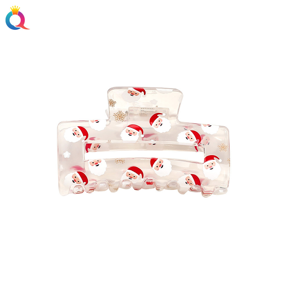 Qiyue Cross-border Christmas Hairpins, cartoon prints, high-end style, hair grabbers, hair grabbers, shark clips, hair accessories wholesale Item Picture