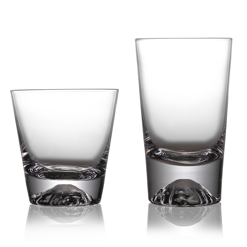 Wholesale of Japanese-style creative Mount Fuji cups, transparent glass water cups, beer mugs, and household juice drink cups with LOGO printing full figure