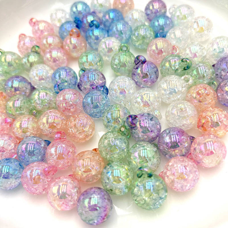 Wholesale of iridescent acrylic beads, 16mmUV anti-scratch crack scattered beads, hand-strung beads, DIY accessories full figure