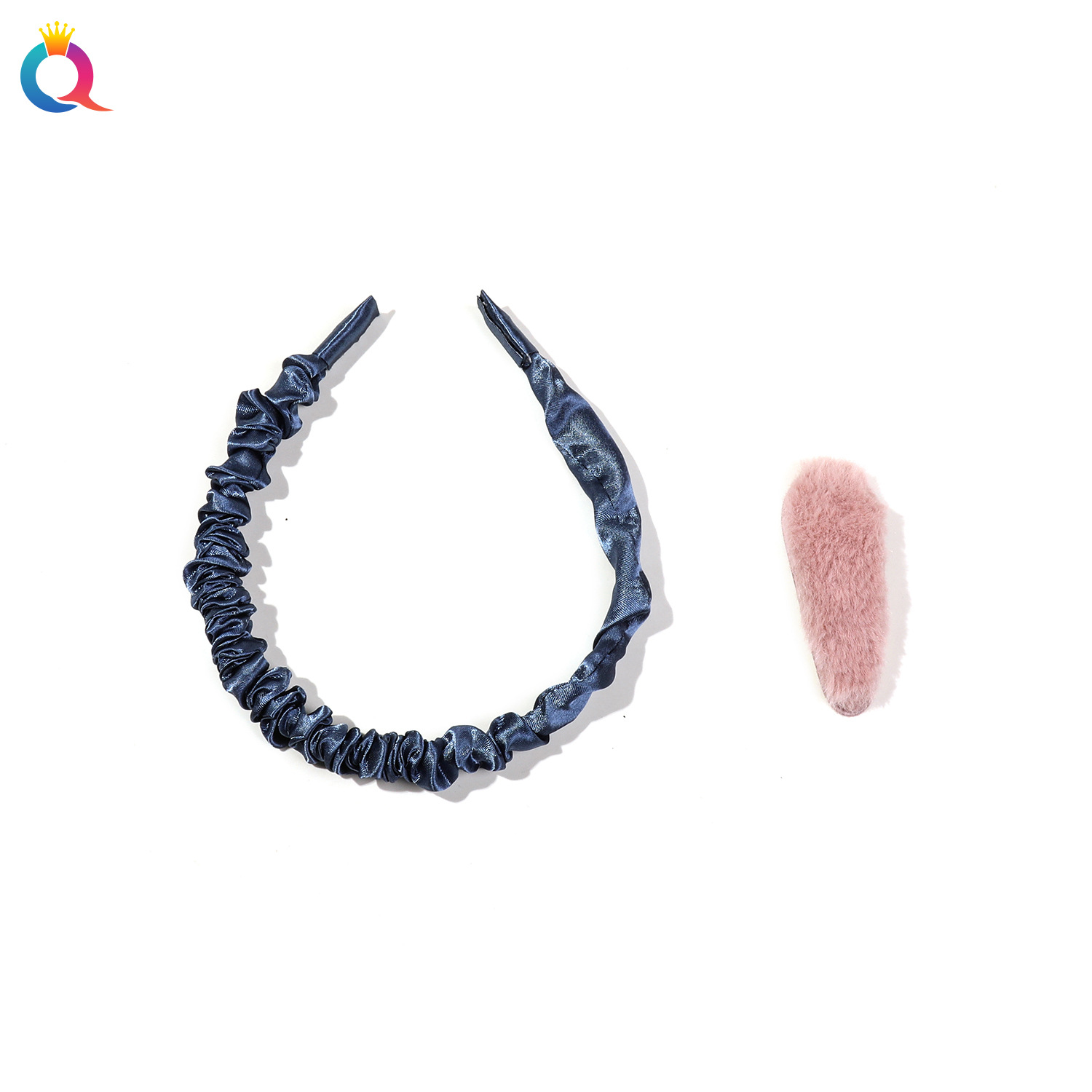 Qiyue Foreign Trade's stylish and versatile pleated hair bands, plush rabbit ears, children's hair clips, bb clips, headbands, and hair accessories Item Picture