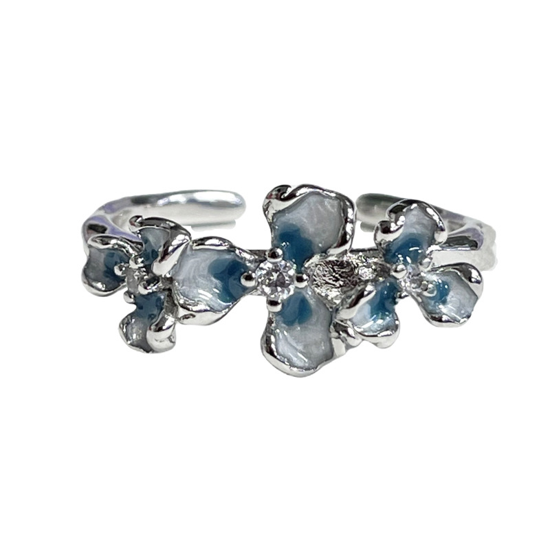 A niche design, super fairy enamel gradient flower versatile ring, a light luxury butterfly versatile, fashionable and high-end ring for women Item Picture