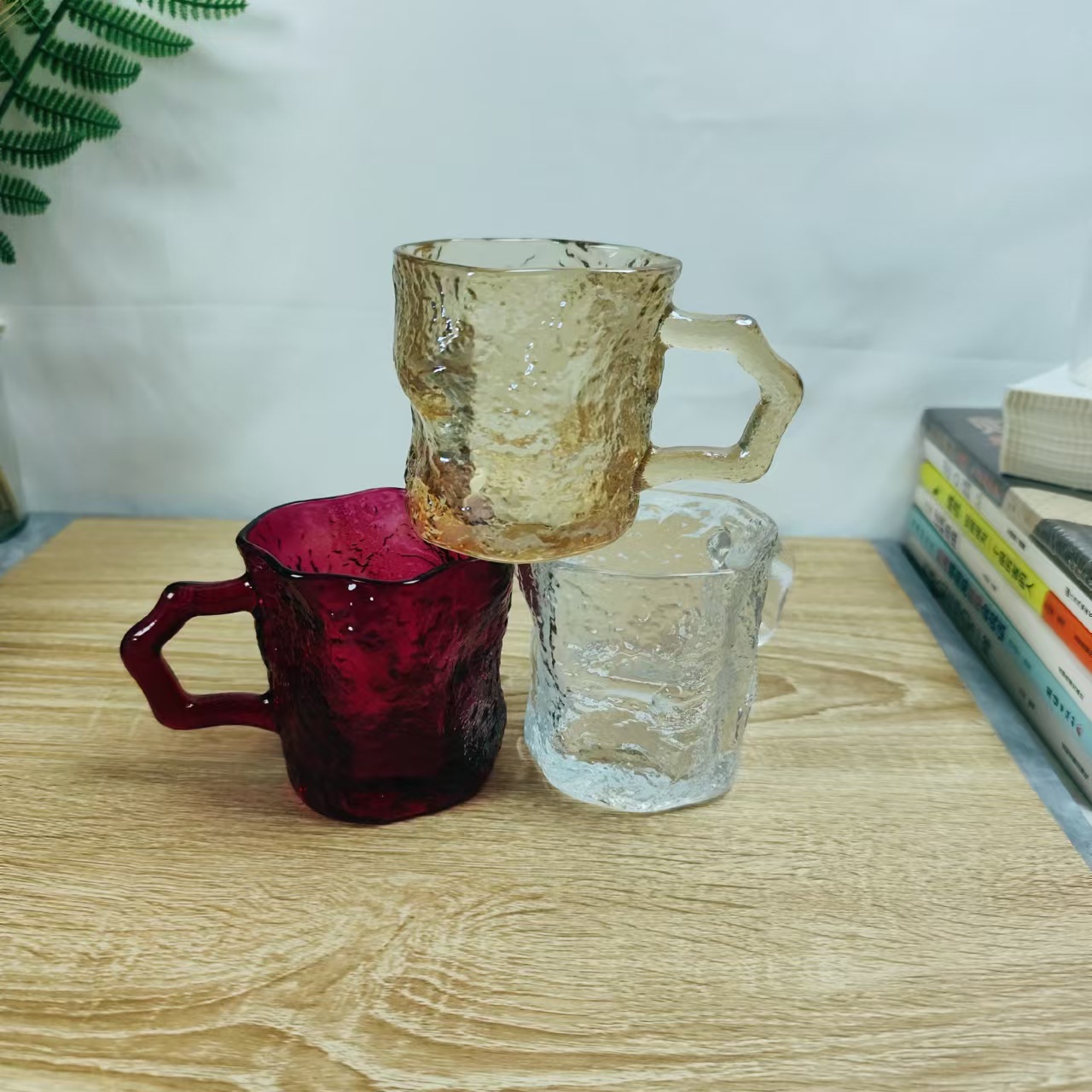Ins-style rose red ribbon glacier glass cup, high appearance level, household beverage water cup, coffee cup, cold drink cup, milk cup Specification drawing