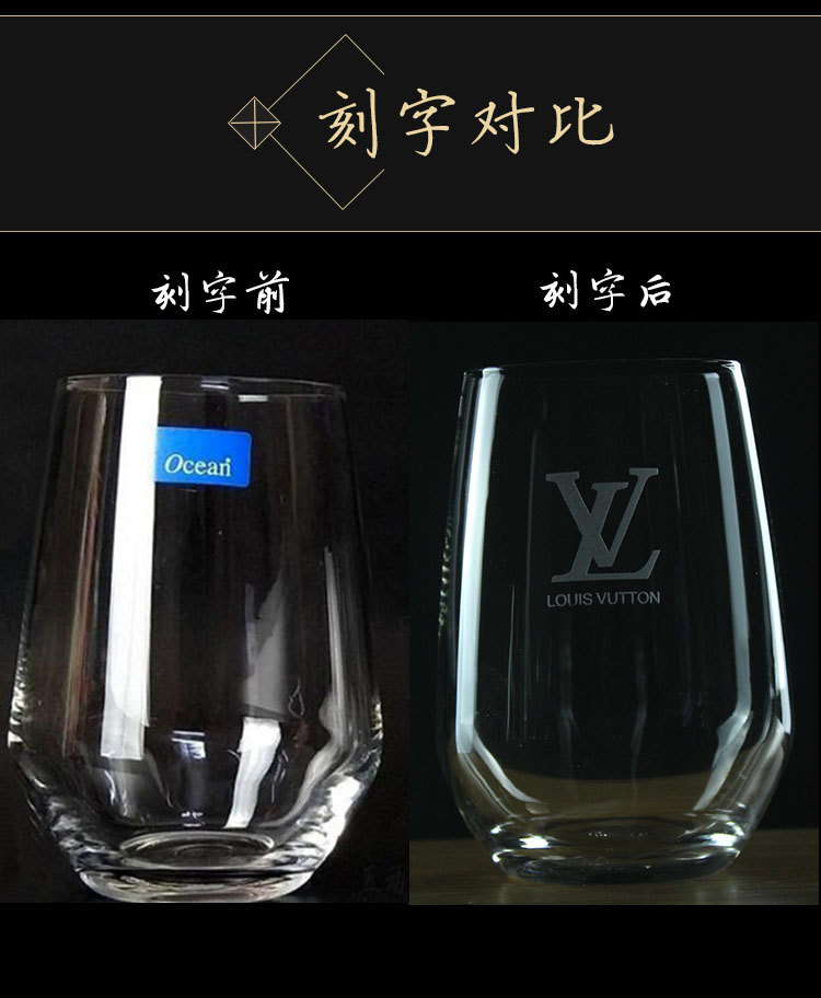 Whisky glass, embossed trademark LOGO printing, water transfer printing, embossed film, sandblasting engraving Application Scenario