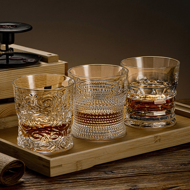 Cross-border Amazon whisky wine glasses, high-end glass wine glasses, creative European-style beer glass gift sets Specification drawing