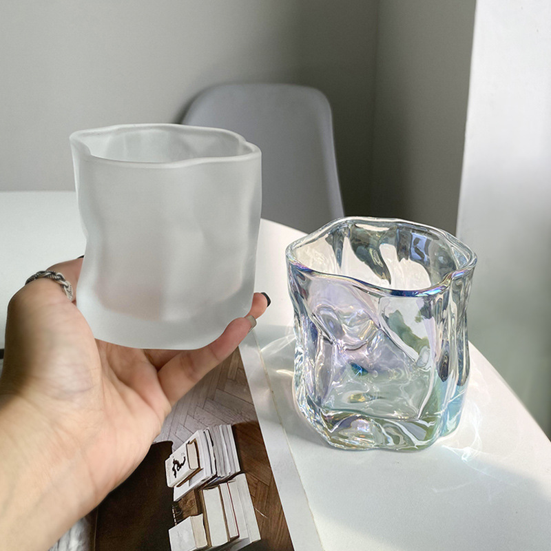 Household thickened glass cups for women, Ins-style twisty cups, beverage juice cups, whisky cups. The design is niche Application Scenario