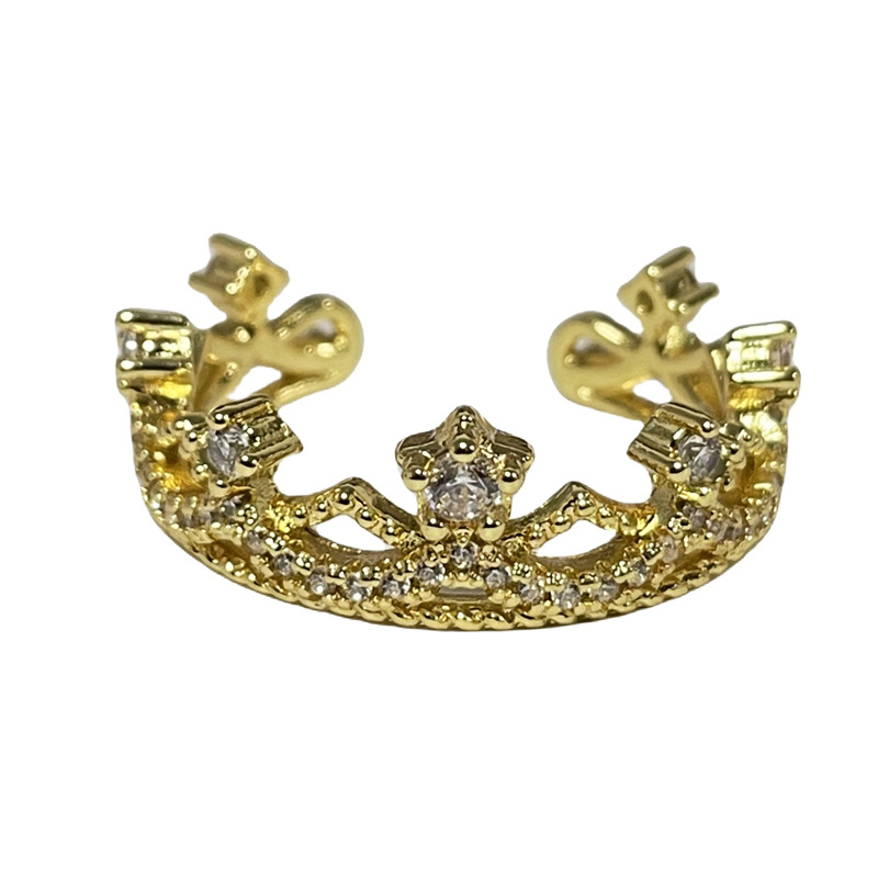 New Chinese-style retro palace lace crown fashion open ring, women's Instagram cold style, niche and versatile index finger ring Item Picture