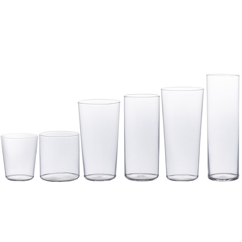Thin, bottomless, raised straight glass cup, cocktail cup, long drinking cup, Colin cup, juice cup, extended straight water cup Item Picture