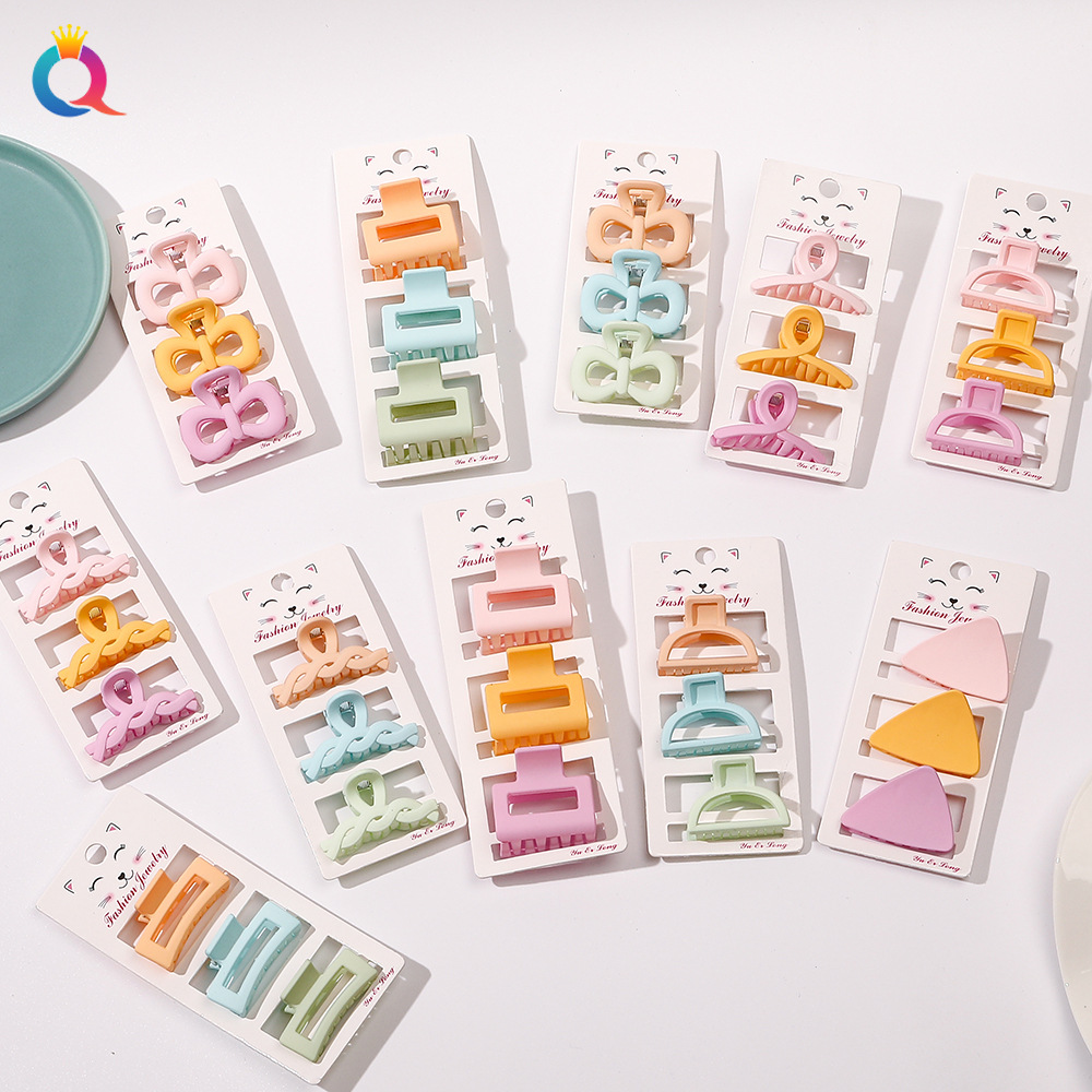 Qiyue Amazon Cross-border Small matte Grabber Three-piece Set: Simple and versatile hair clips, bangs clips, ponytail clips, and hair accessories details Picture