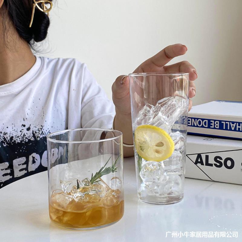 Thin, bottomless, raised straight glass cup, cocktail cup, long drinking cup, Colin cup, juice cup, extended straight water cup Application Scenario