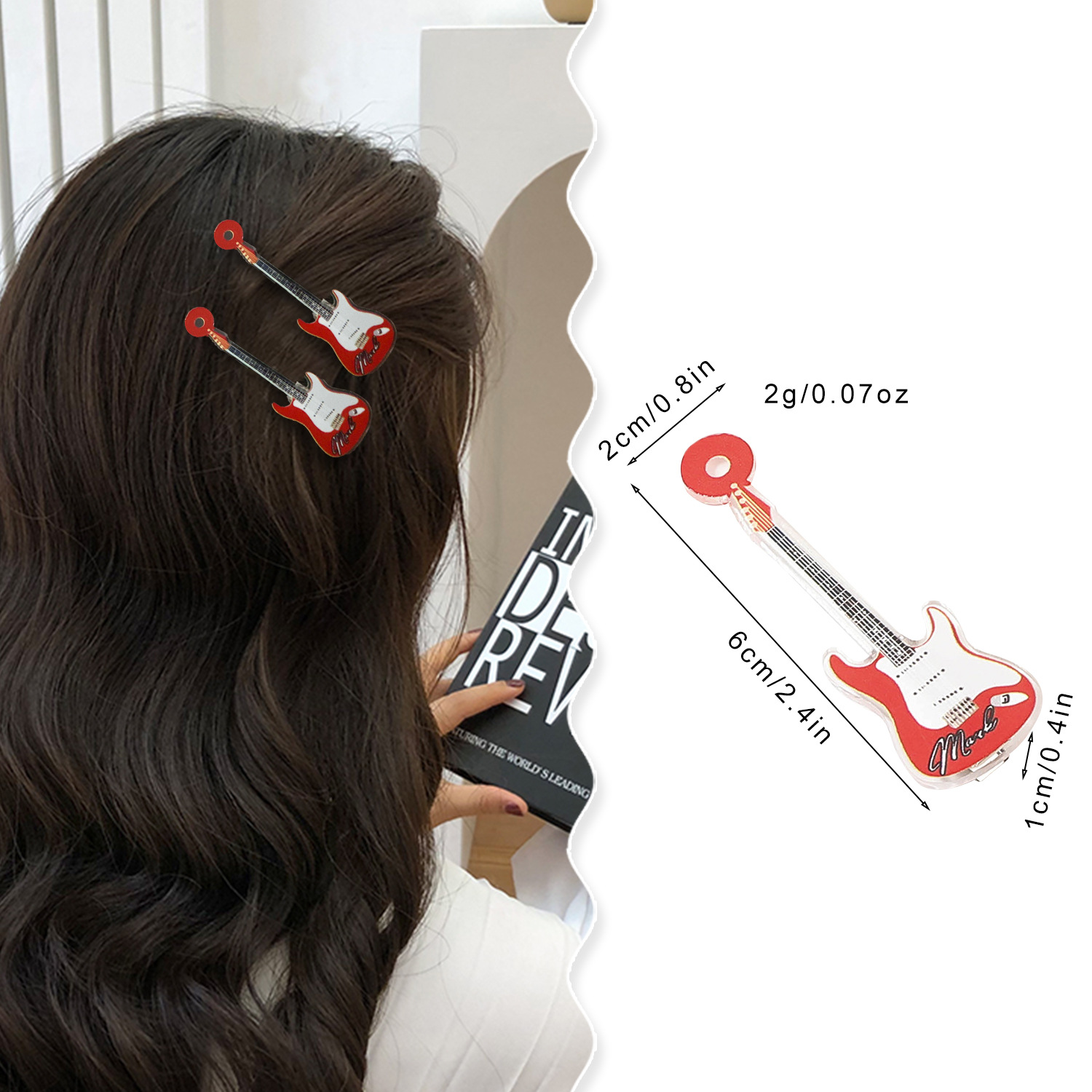 Qiyue acrylic guitar hairpins with a high-end feel, ins bangs side clips, small duckbill clips, hair accessories and hairpins wholesale details Picture