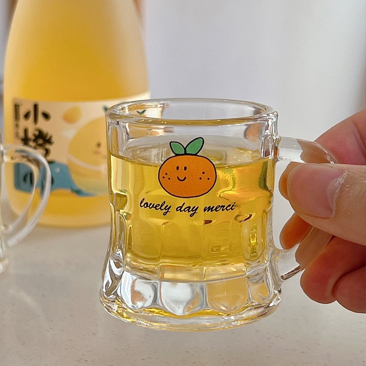Bolimei Korean InS-style glass wine glasses, mini wine glasses, fruit wine glasses, household glass glasses, orange glass glasses Item Picture
