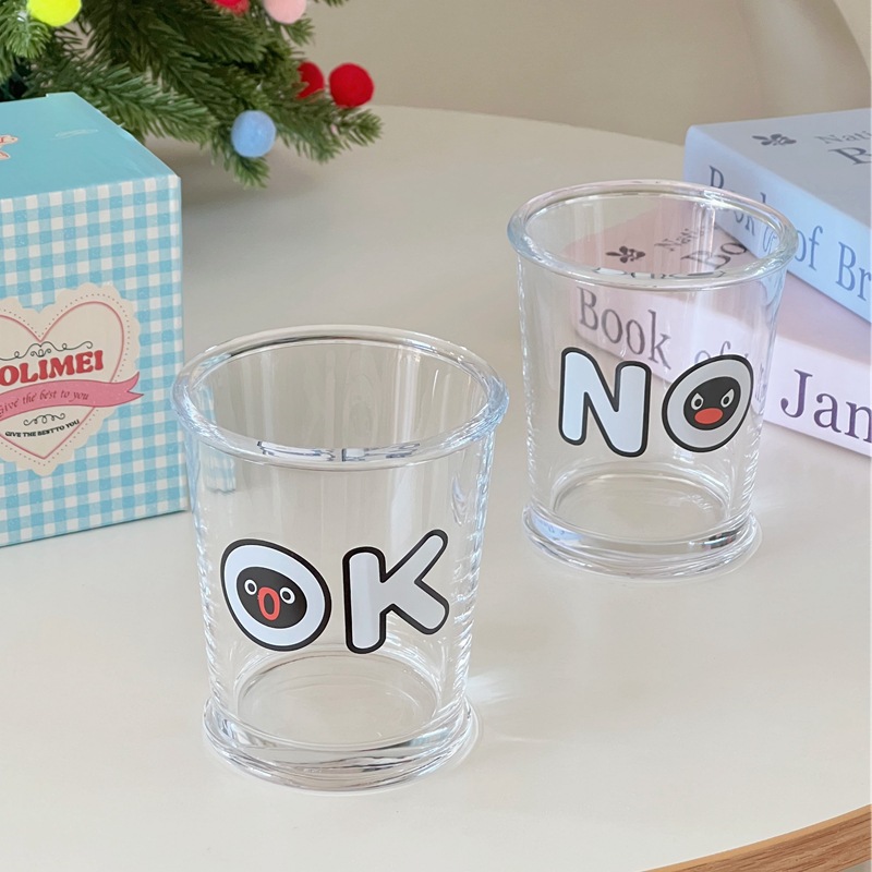 Simple ok water cups, household girls' milk cups, penguin cups, ins air-cooled brew cups, coffee cups, couple glass cups Application Scenario