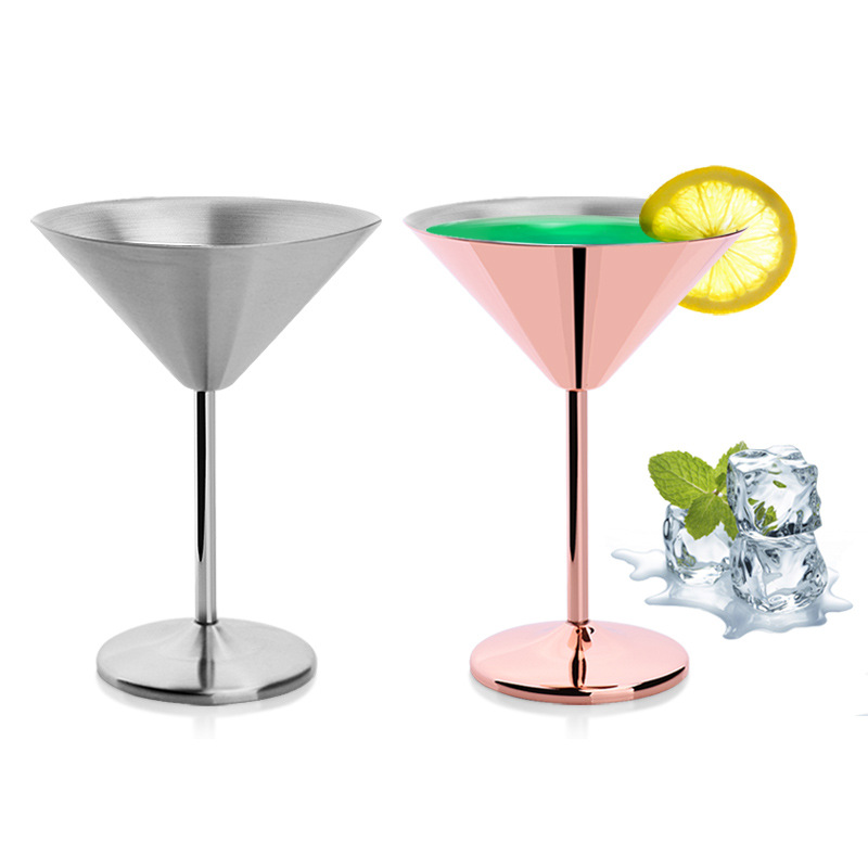 Cross-border 304 stainless steel cocktail cups, creative metal Martini cups, margarita cups, tall ice cream cups Specification drawing