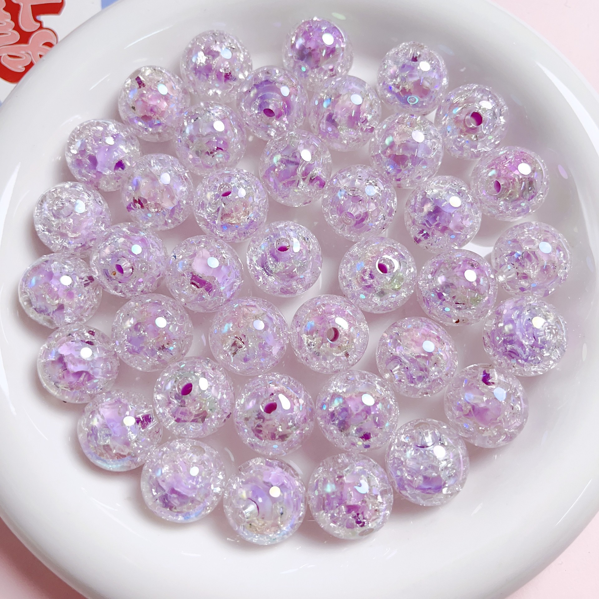 Sugar heart burst beads acrylic beads diy mobile phone chain accessories, bracelet jewelry accessories, hair accessories, head accessories Application Scenario