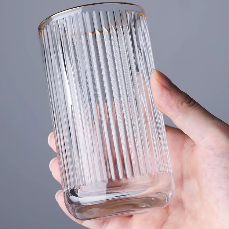 Vertical patterned glass cups, high appearance level water cups, beer mugs, restaurant tea cups, household beverage coffee cups, mouthwash wholesale details Picture