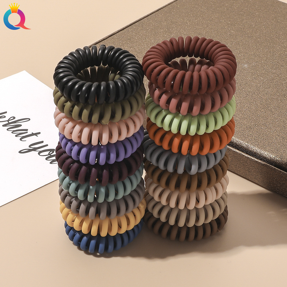 Qiyue Cute girl's Korean-style high-elasticity hair tie, matte, simple and versatile small telephone line hair band and hair accessory details Picture