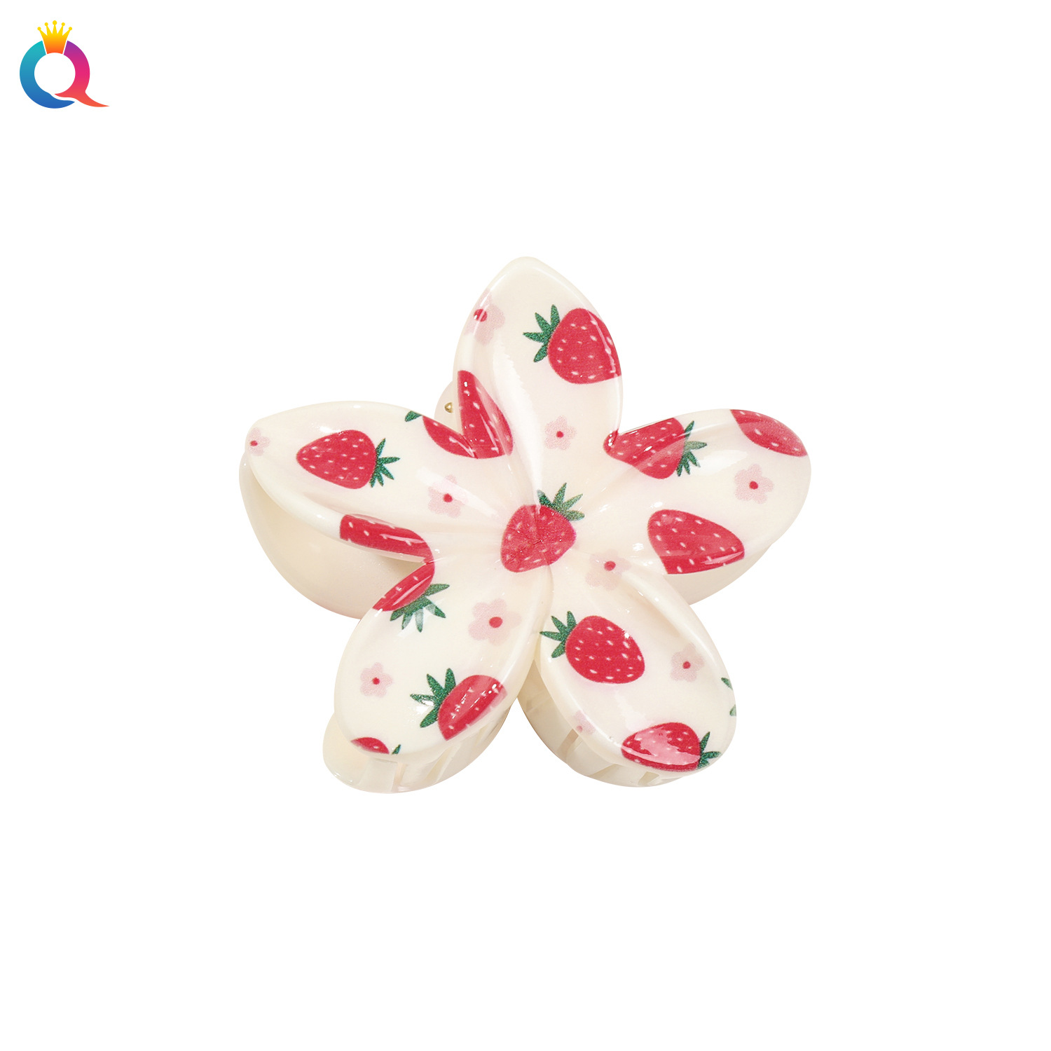 Qiyue Cross-border UV printed fruit grabber, Korean-style high-end egg flower back hair clip, elegant shark clip Item Picture
