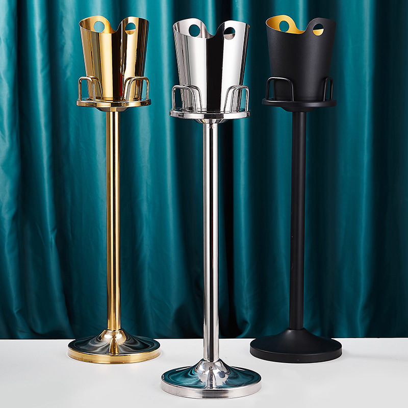 European-style thickened stainless steel ice bucket rack, bar and ktv champagne bucket rack, vertical ice bucket rack, large household wine rack details Picture