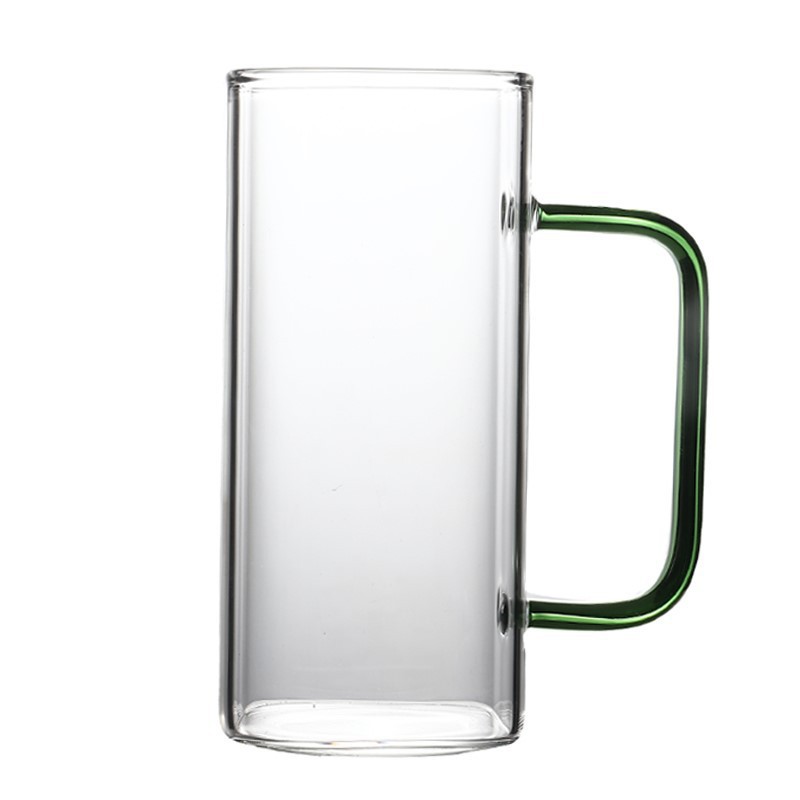 Square mouth colored glass single-layer cup, high borosilicate glass juice drink cup, high-temperature resistant glass green tea cup, glass cup Item Picture