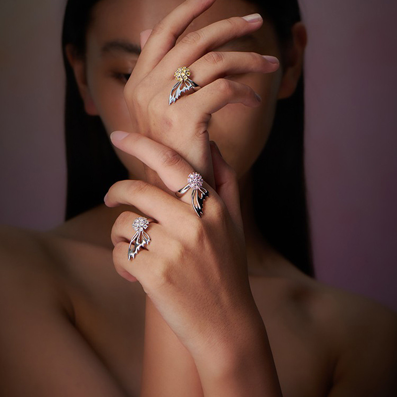 Sweet and cool, high-end wing zircon open ring, trendy and cool, exquisite and niche design, simple and individual, light luxury ring Application Scenario