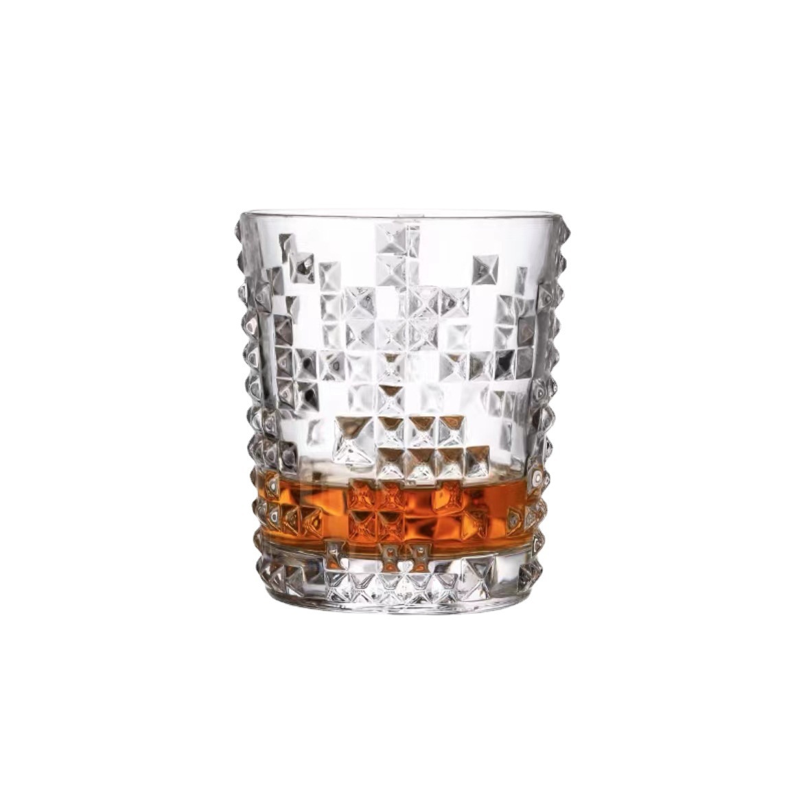 Rivet embossed whisky glasses, creative diamond foreign wine glasses, thickened retro whisky glasses for bars and KTVS wholesale Item Picture