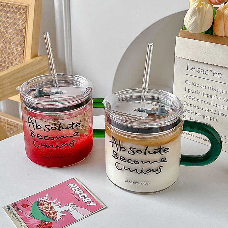 Boli Mei Korean InS-style large-capacity drinking cups, glass milk cups, girlish water cups, glass cups wholesale details Picture