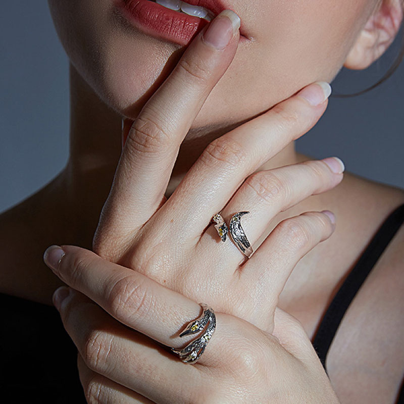 Niche design, simple and individual texture, yellow zircon open ring for women, Hufflepuff, Badger House, sweet and cool ins ring full figure