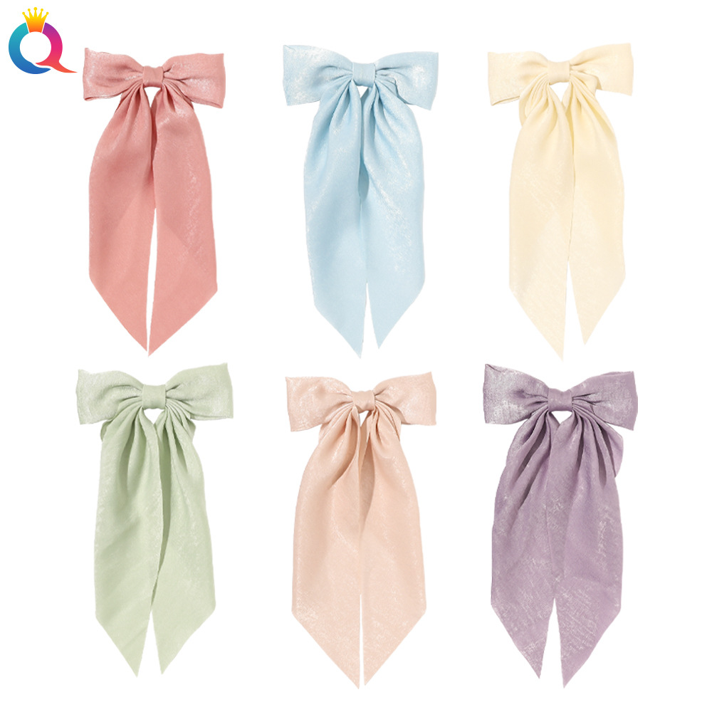Qiyue Korean velvet bow duckbill clip, simple solid color leather band ribbon, elegant French ponytail hair clip full figure