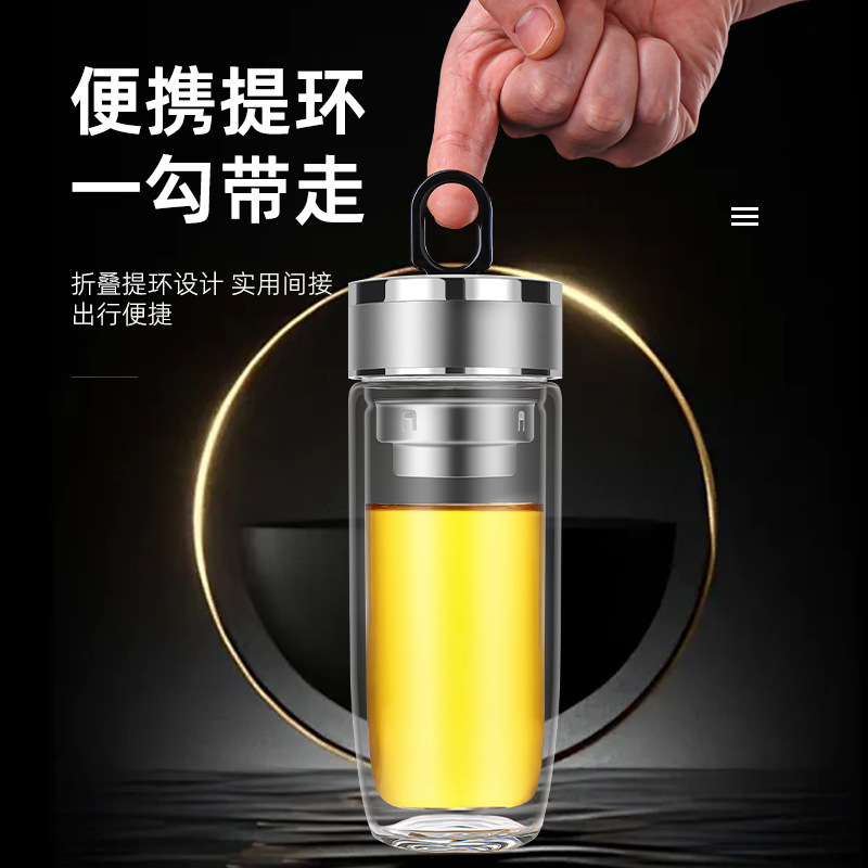 Wholesale of new ring goose egg cups, tea-water separation cups, double-layer thickened glass business cups, and high-temperature resistant water cups Specification drawing