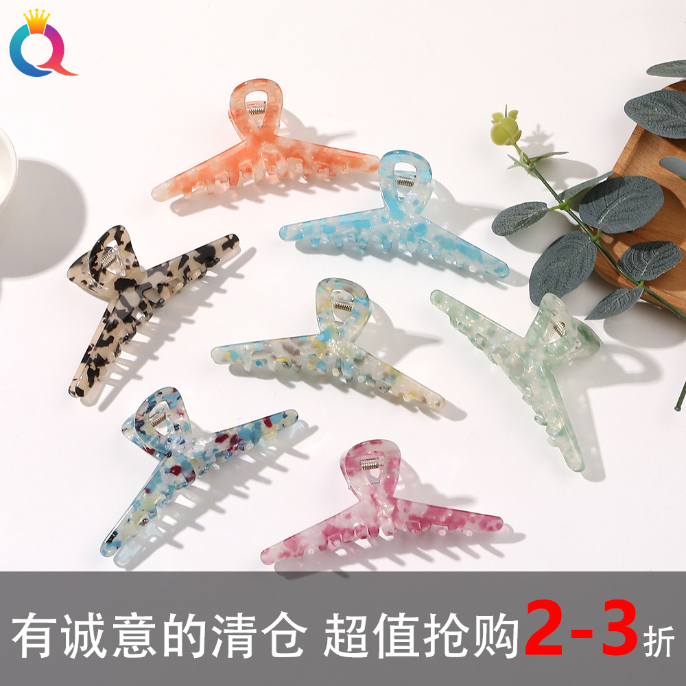 Qiyue Cross-border acetic Acid imitation hair clips, high-end style, hairpin, shark clip, semi-grip heating, wholesale accessories full figure