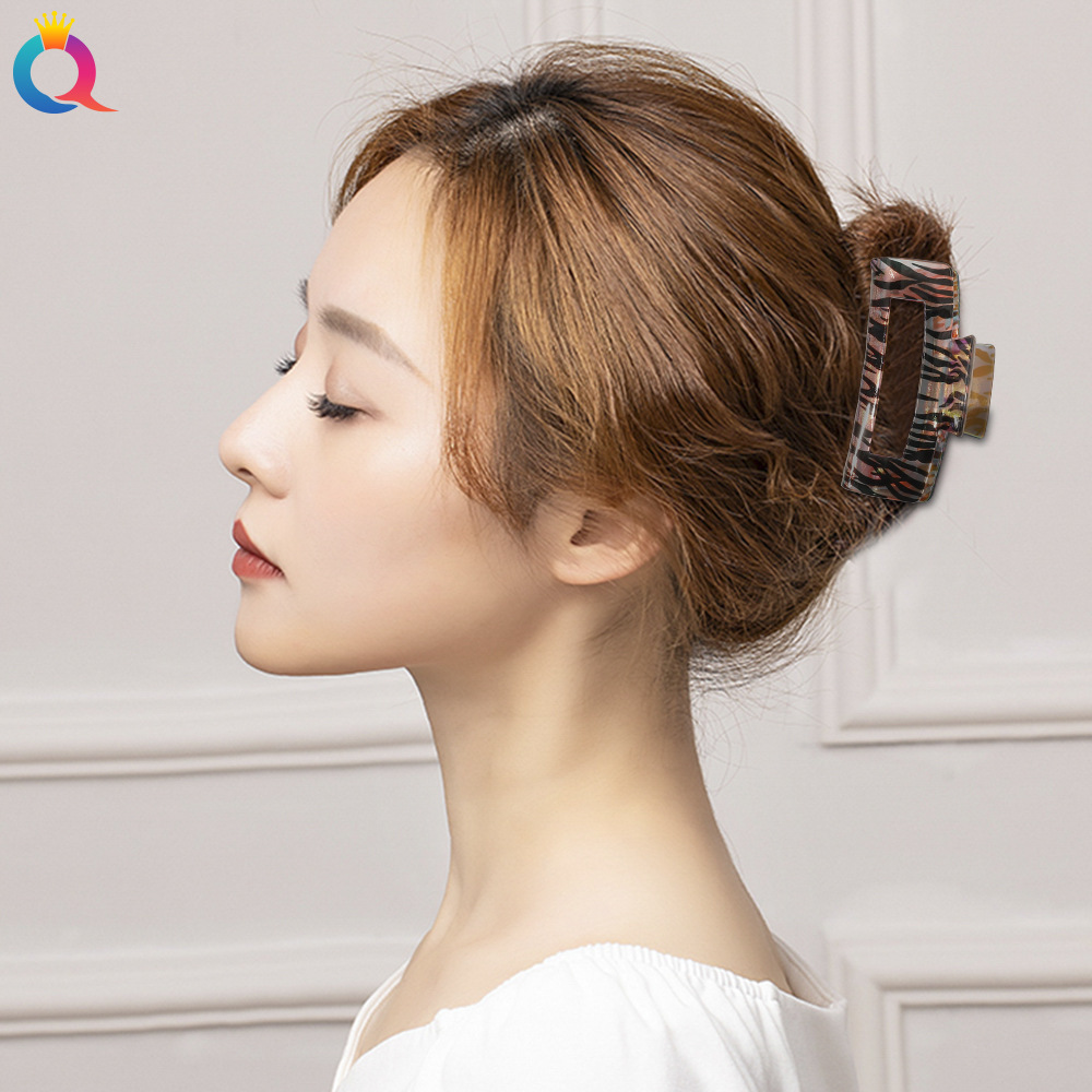 Qiyue Korean acetate hair clips, stylish and stylish, back head updo hair clips, and colorful leopard print shark clips are on sale at a discounted price Specification drawing