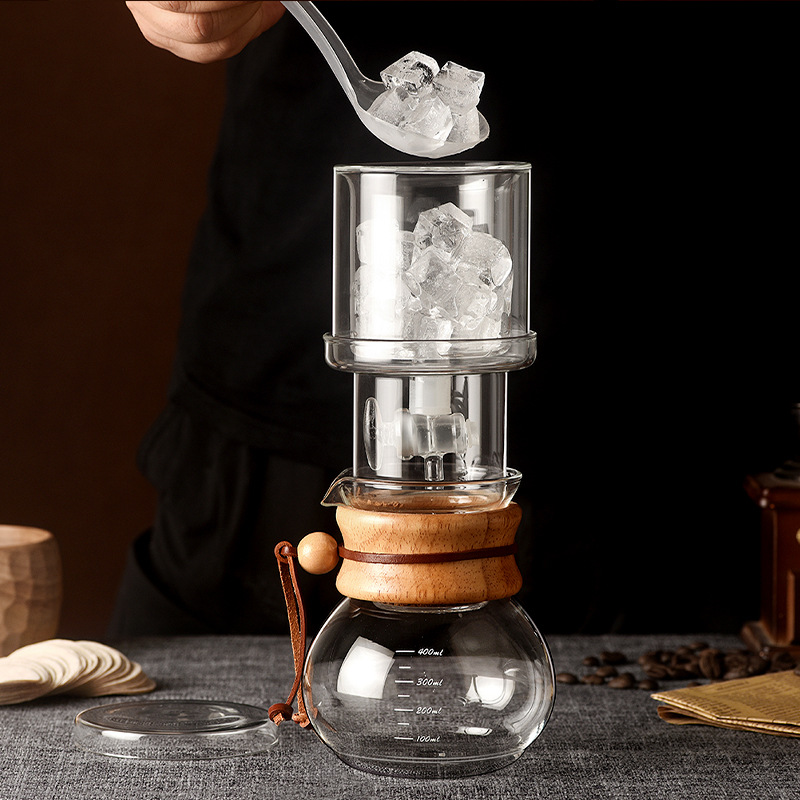 Coffee ice drip pot, glass household filter cold brew pot, cold brew coffee pot, small drip filter ice brew pot set Specification drawing