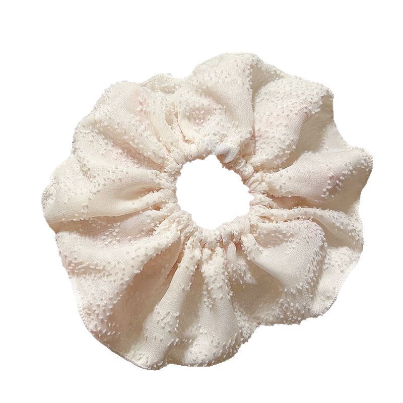 French retro cherry blossom high-end white large intestine hair tie for women, super large, gentle and simple ponytail hair accessory Item Picture
