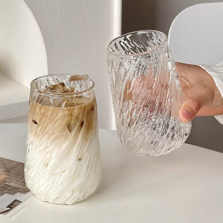 High borosilicate glass ice American latte cup, high appearance level transparent drinking cup, single-layer cup, high-temperature resistant household glass cup details Picture