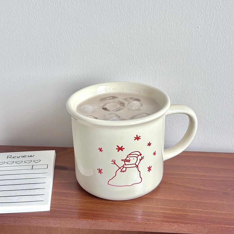 High-quality, simple Christmas snowman ceramic cups, mugs, cartoon coffee cups, couple gifts, water cups, milk cups Application Scenario